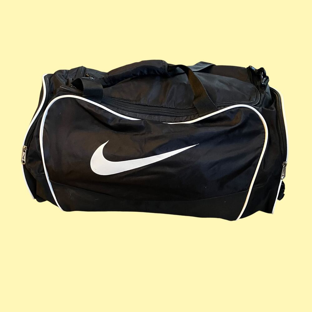 Nike FL Cheer Athletic Duffel Gym Bag Black White 23" Removable Shoulder Strap